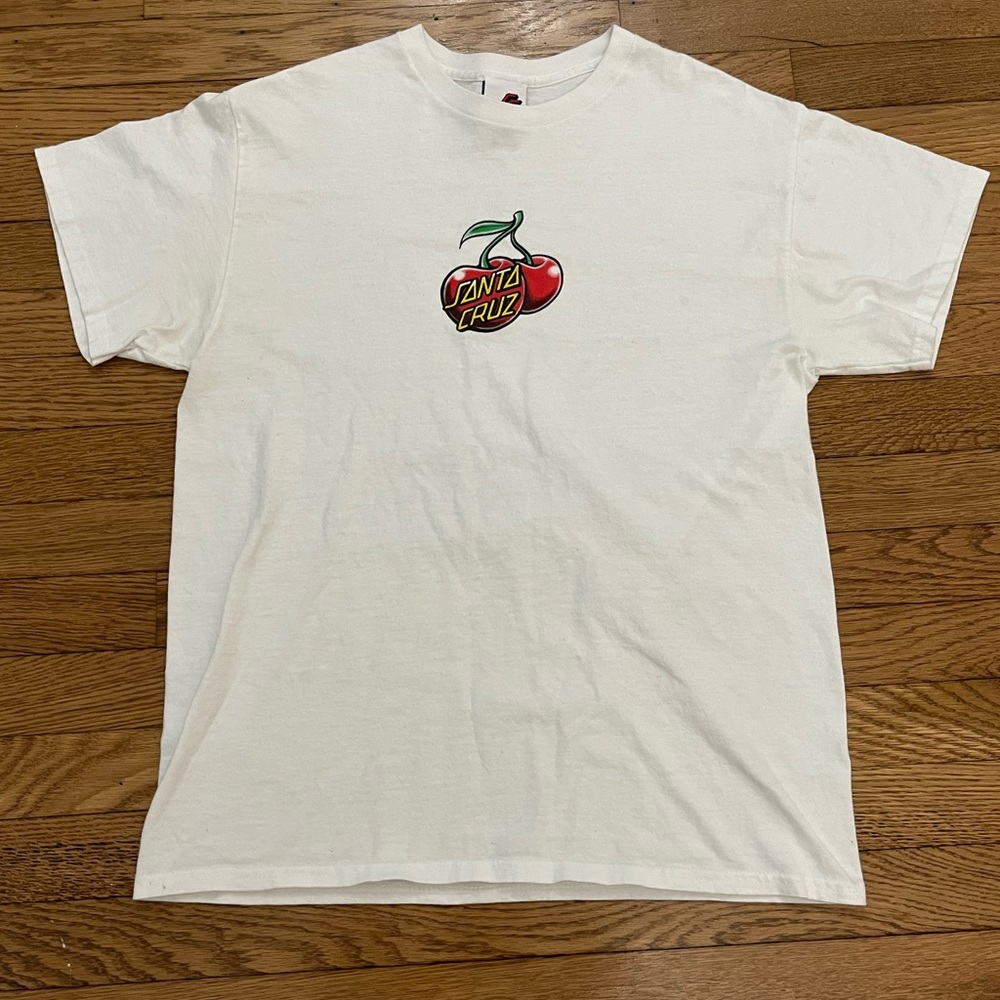 Santa Cruz Skateboards White Tee with Red Cherry Logo